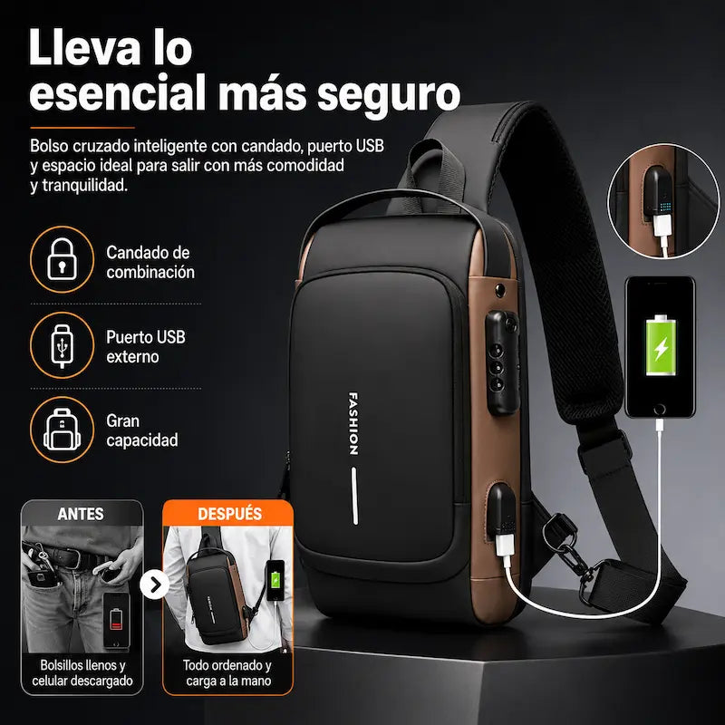 Bolso Antirrobo Inteligente USB | Tus pertenencias protegidas en cada salida