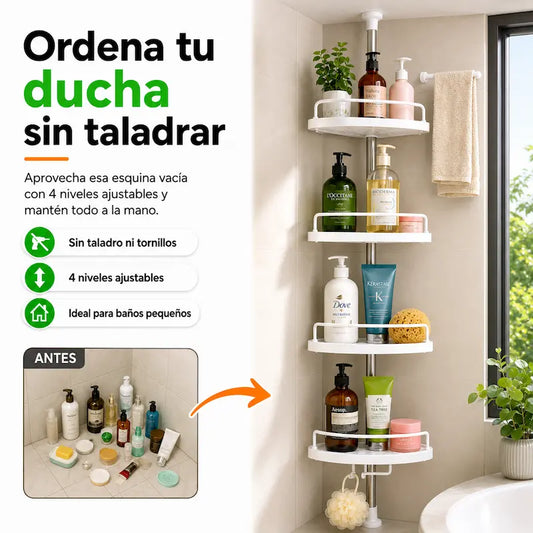 Organizador Esquinero de 4 Niveles | Transforma tu baño en minutos