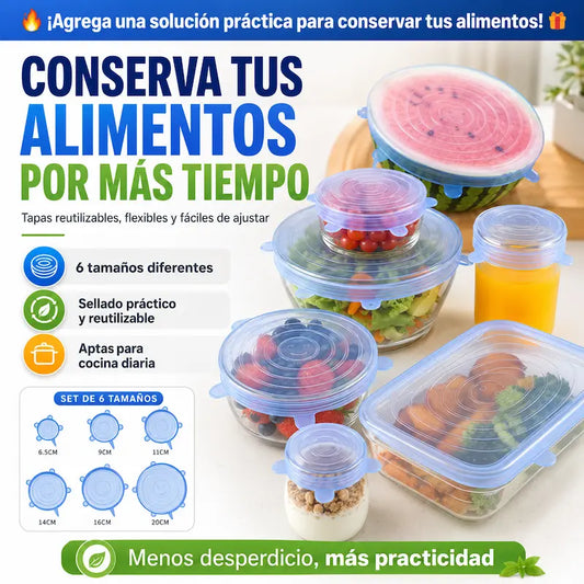 6 Tapas de Silicon Reutilizables