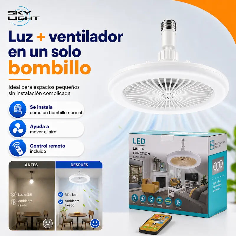 Bombillo Ventilador LED | Luz y frescura sin instalación