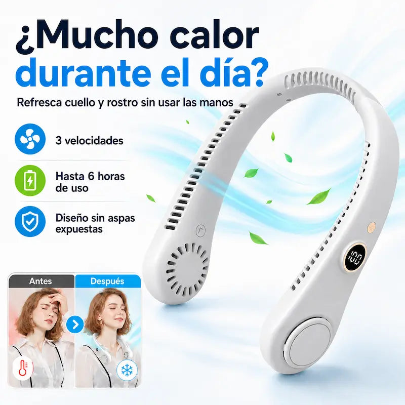 Ventilador de Cuello Recargable | Frescura manos libres para días de calor